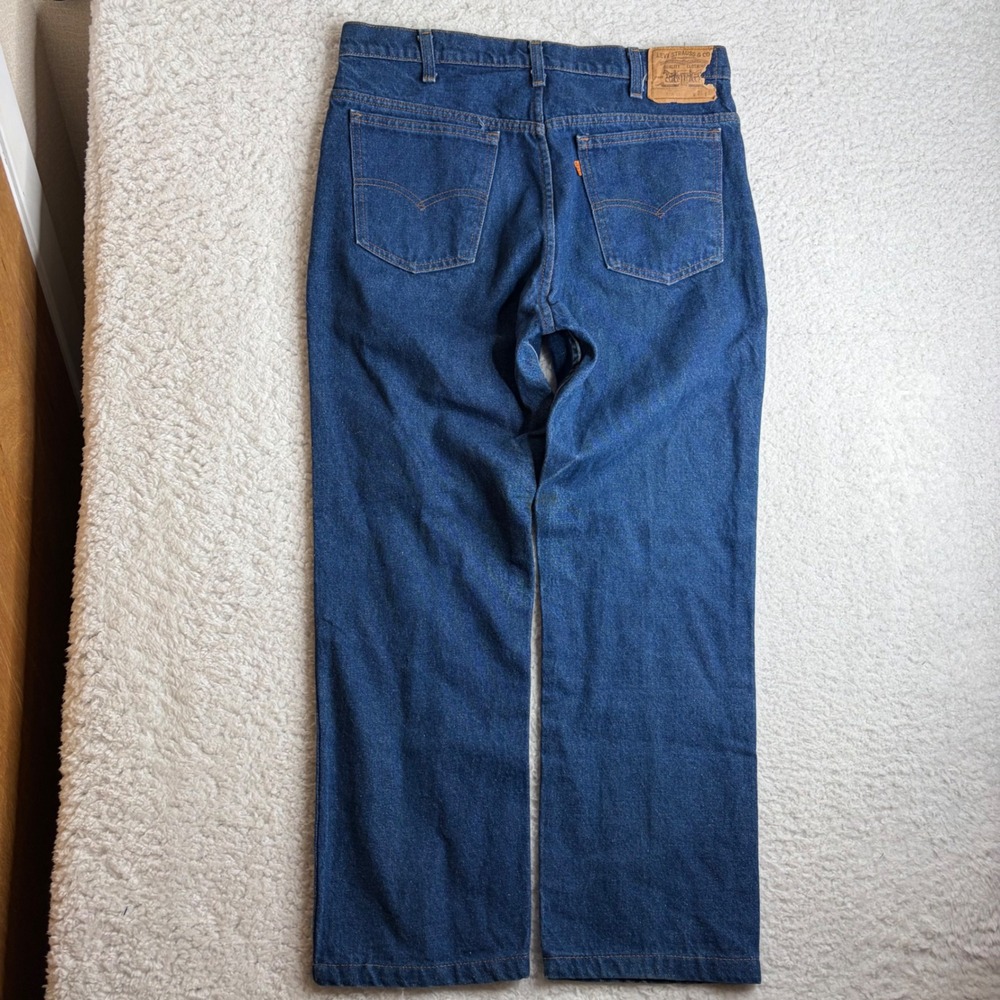 Vintage Levis 519-0217 Orange Tab Jeans Mens 34x28 Blue Straight Leg Denim Pants
